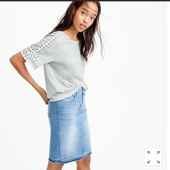 J. Crew Tops - J.Crew Embroidered Sleeve Tee
